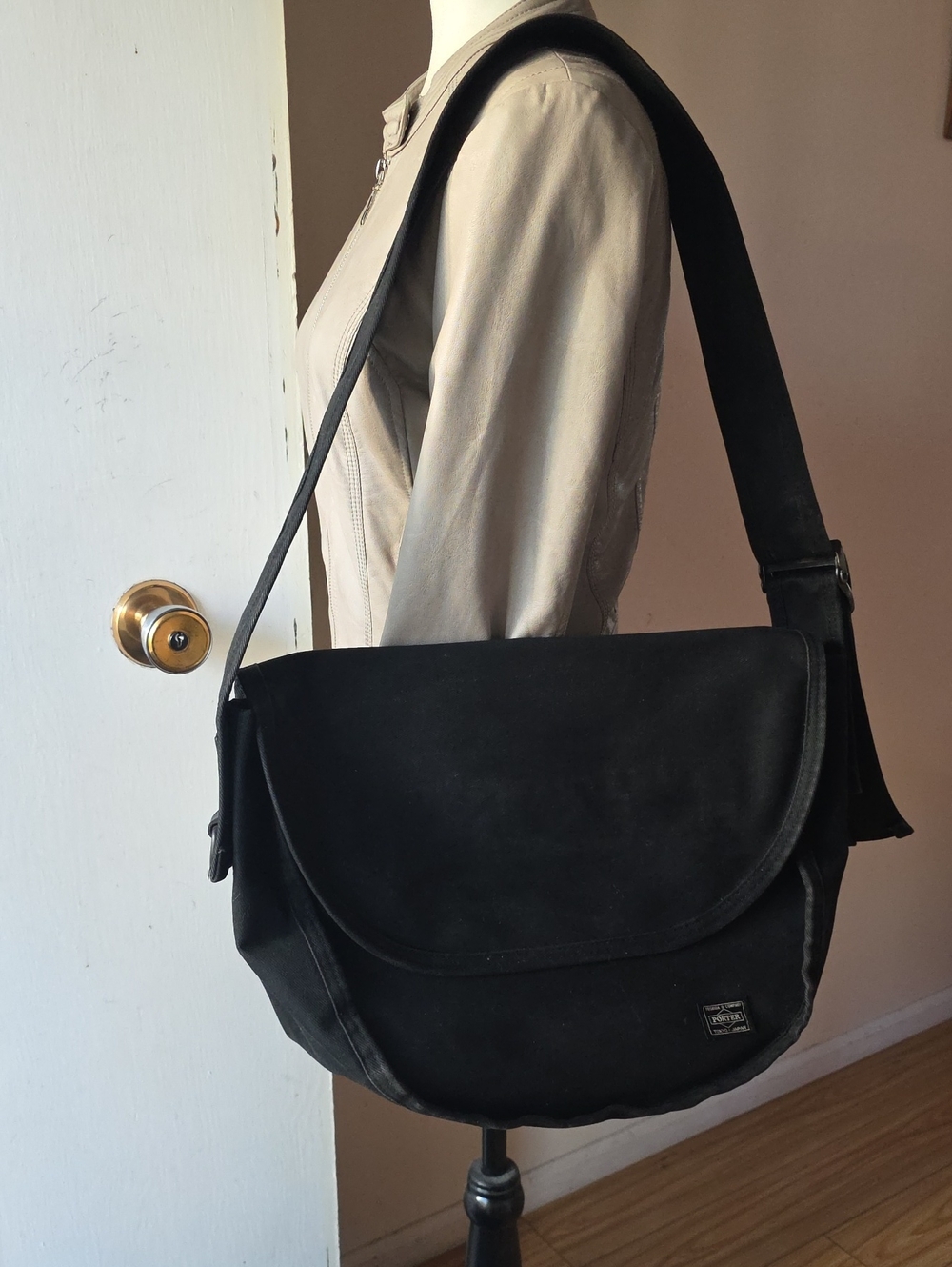 Black Canvas Messenger Bag
